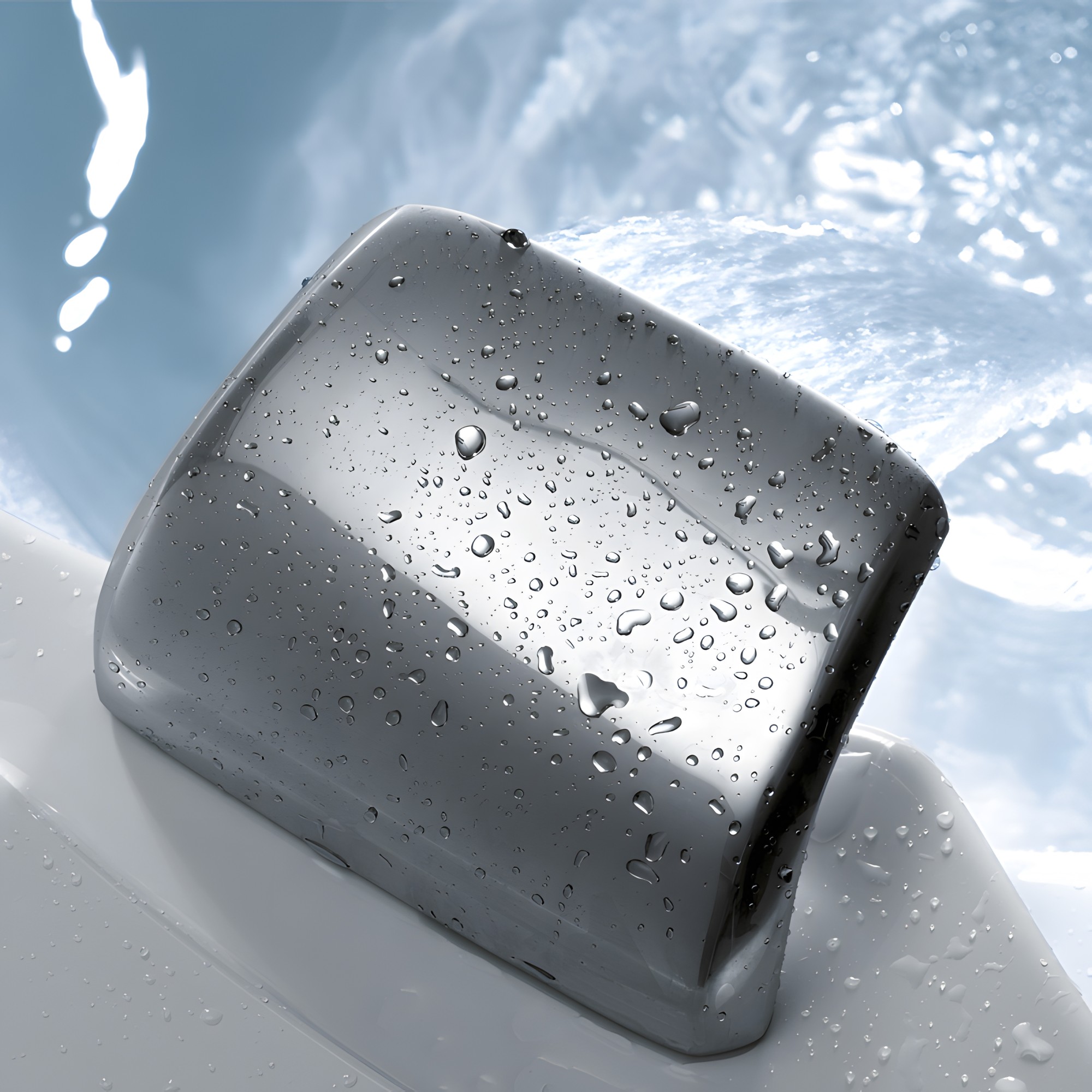 L'eau coule du bec cascade chromé de la baignoire Bounty
